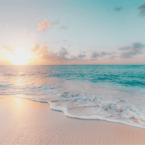 Spend the day at the sparkling beach, just a fifteen–minute walk away