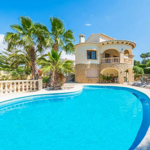 Splash about in the private pool or catch a tan on the sun loungers