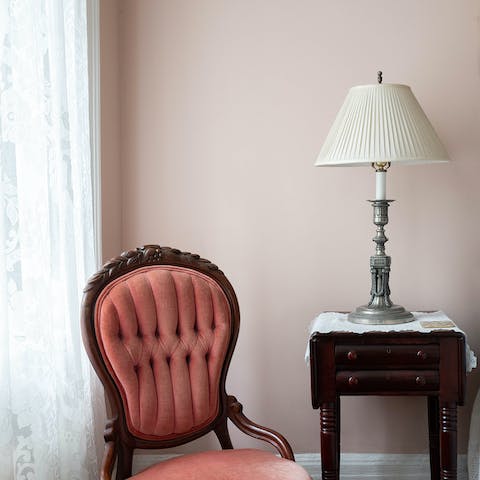 A velvet vintage chaise