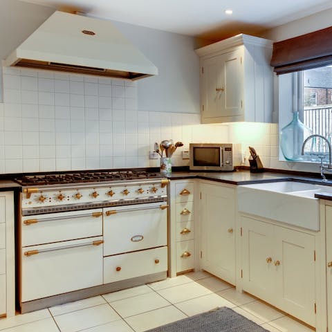 Cook up big family meals on the large gas range cooker