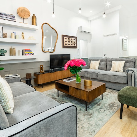 Open a bottle of pinot noir and get comfortable on the sofa for a stylish night in
