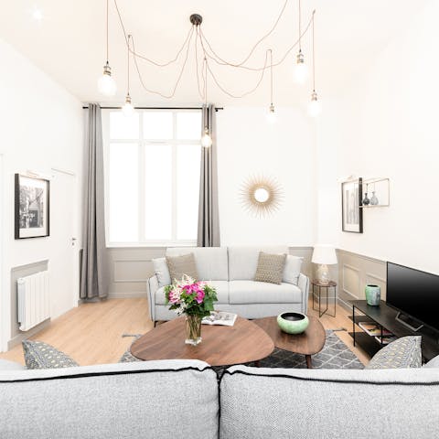 Open a bottle of pinot noir and get comfortable on the sofa for a stylish night in