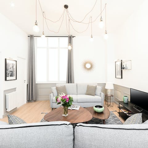 Open a bottle of pinot noir and get comfortable on the sofa for a stylish night in