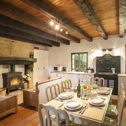 Cook up a traditional French supper while the cosy log-burning fire crackles