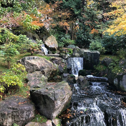Take an afternoon stroll through Holland Park, a three-minute walk away