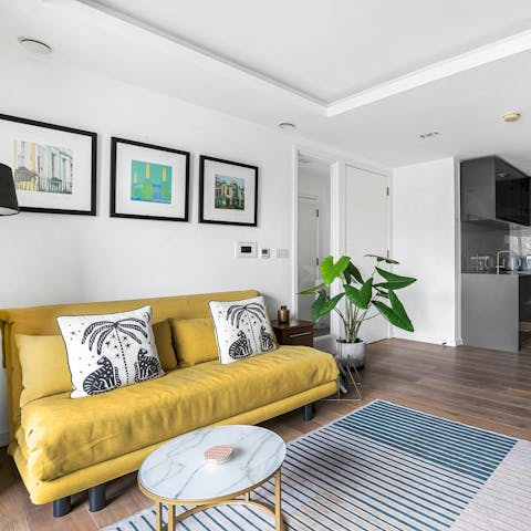 Get cosy in the stylish living area