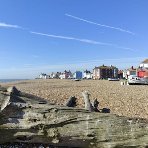 Take a walk along Aldeburgh's shingle beach – just a few minutes walk away