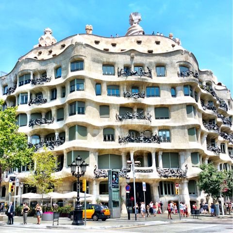 Pay a visit to the famous Casa Milà, within walking distance of the apartment