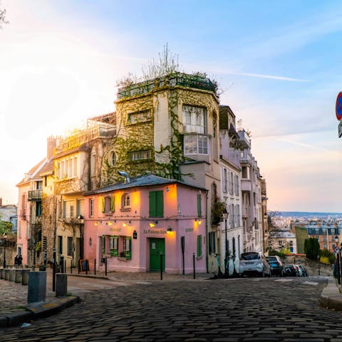 Explore the charming cobbled streets of nearby Montmartre