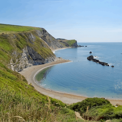 Explore the Jurassic Coast, just a fifteen-minute drive from your home