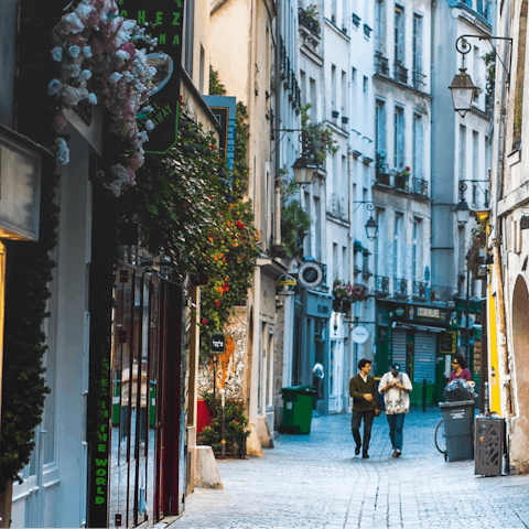 Stay a short stroll from Le Marais and the Jardins des Archives Nationales