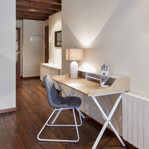 Get down to business at the desk in the living area, ideal if you need to work from home