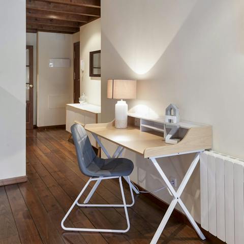 Get down to business at the desk in the living area, ideal if you need to work from home