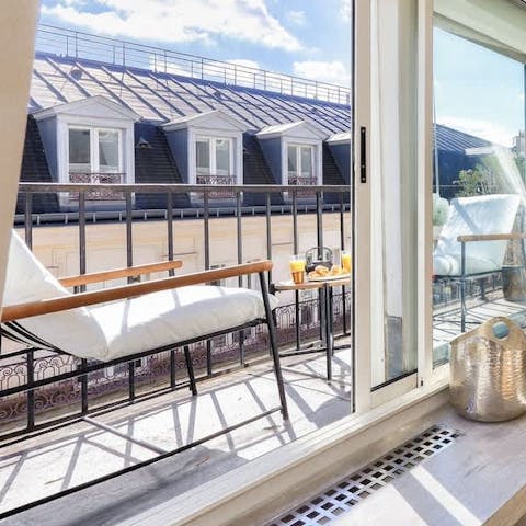 Pad out with your morning coffee onto the balcony