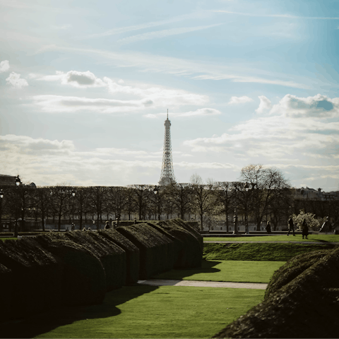 Walk to Tuileries Garden to admire Eiffel Tower views