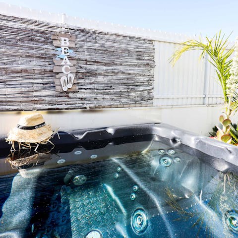 Relax after a busy day in the hot tub