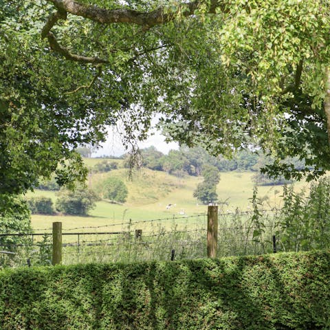 Admire the Kent countryside views from the shared grounds
