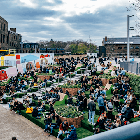 Head to Granary Square for drinks by the canal