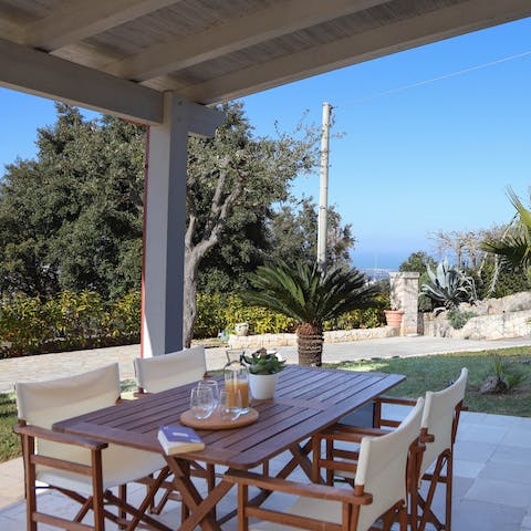 Gather your group for an alfresco meal on the covered terrace