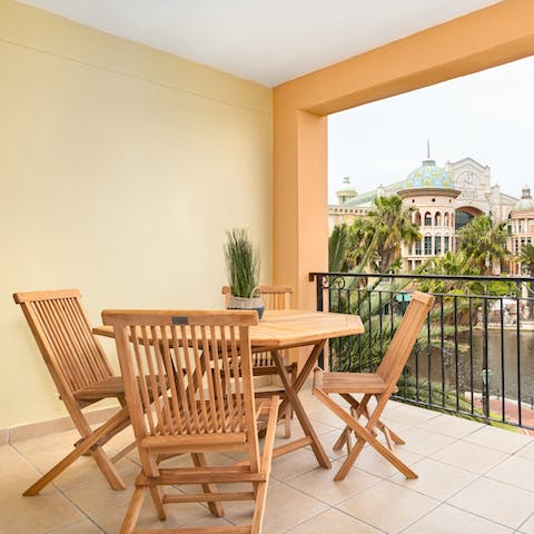 Make the most of the canal views with lunch on the balcony