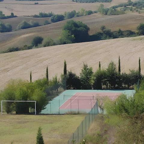 Start the day with some friendly competition on the tennis court
