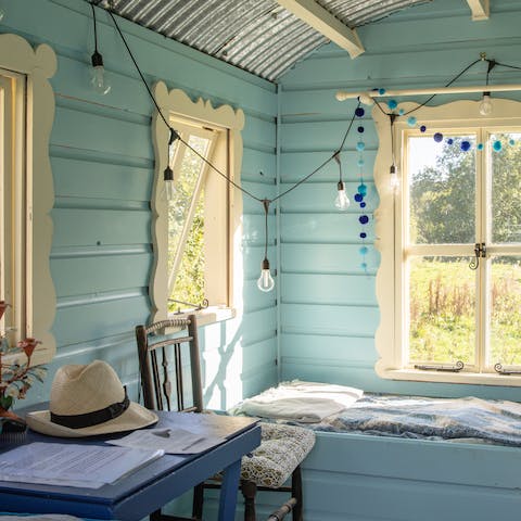 Cosy up in the charming shepherd's hut