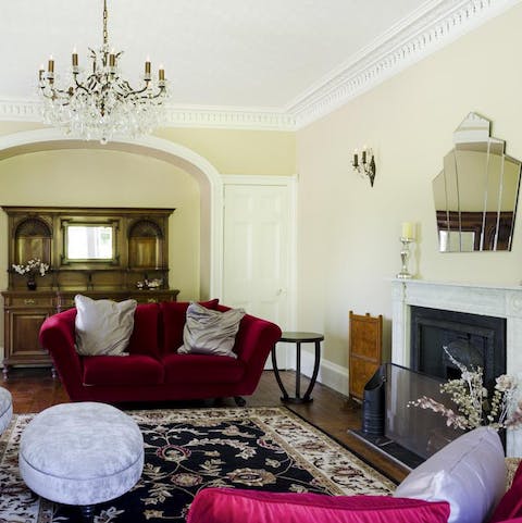 Snuggle besides the fireplace in the living room and play board games