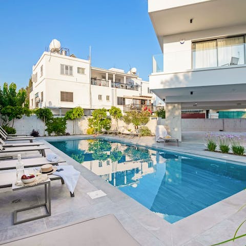 Swim slow lengths in the shared pool on warm afternoons