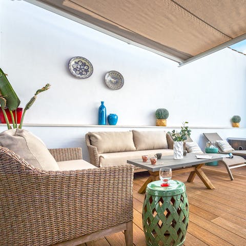 Relax on the terrace with a glass of Rioja after a day of sightseeing