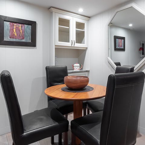 Sit down for an intimate meal in the dining area