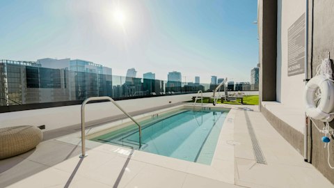 Cool off in the communal pool when the Miami afternoons heat up