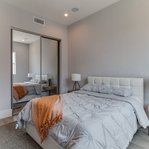 Let peace wash over you in your calm-hued bedroom