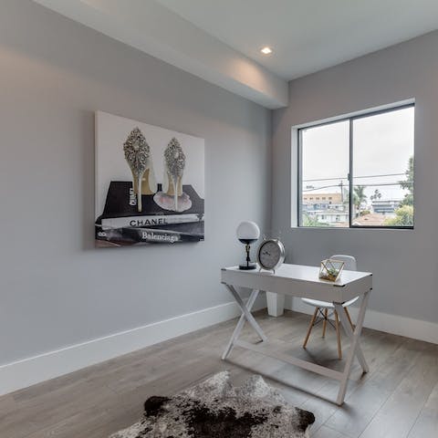 Spend your mornings journaling or hit send on your last work email in the home office