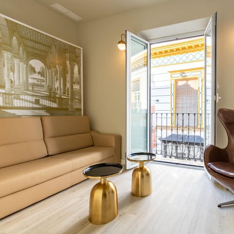 Sip a glass of Spanish wine as the breeze flows through the open French doors