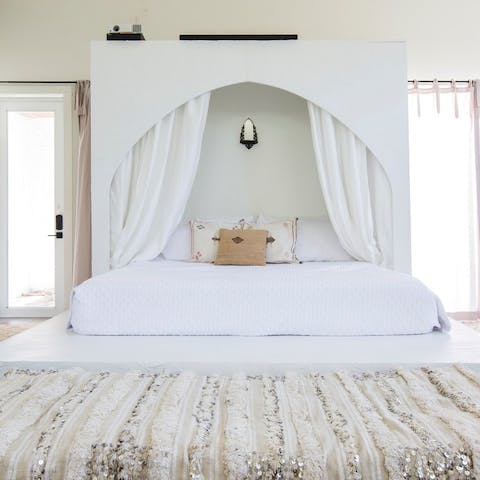 Sleep in the grand, custom made bed