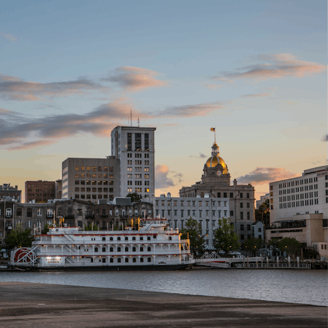 Discover the cobblestone streets and moss-draped oak trees of Savannah, GA, just a short drive away