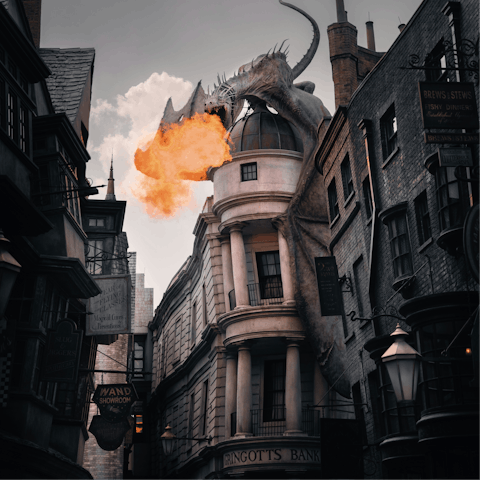 Get a sneak peak behind-the-scenes at Universal Studios, thirty-minute drive away