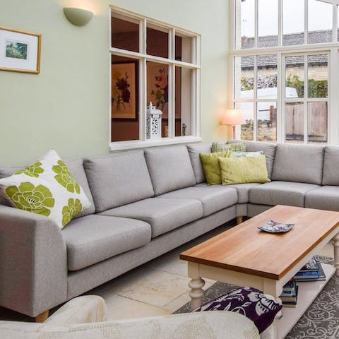 Enjoy the sunshines as it filters through the glass panes of the conservatory where you'll be socialising