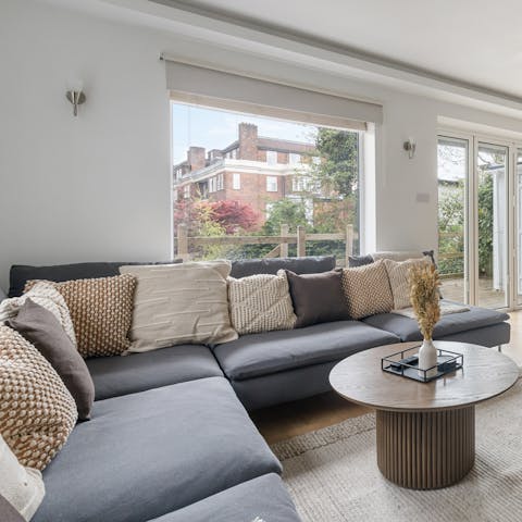 Curl up on the sofa to watch a film on the big TV