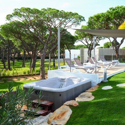 Soak in the Jacuzzi with a glass of Champagne – what a way to relax