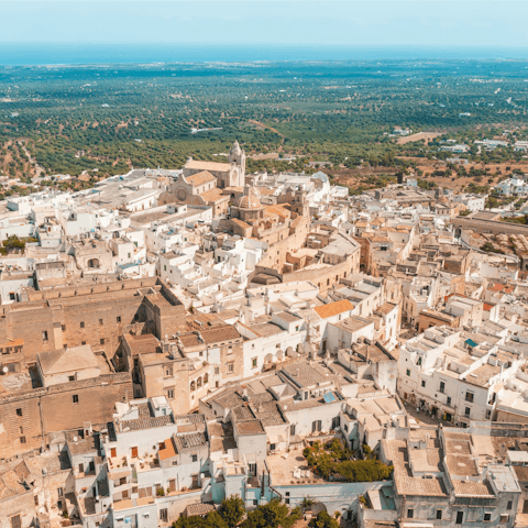 Discover the historic city of Ostuni, a ten-minute drive away