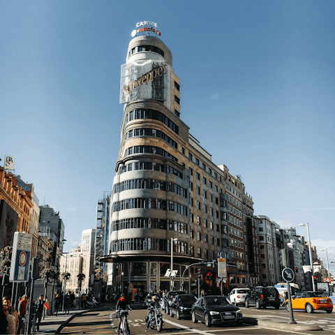 Go designer clothes shopping on the Gran Vía, under a fifteen-minute walk from this home