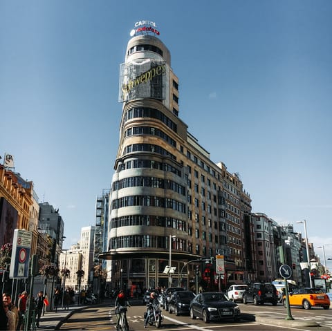Go designer clothes shopping on the Gran Vía, under a fifteen-minute walk from this home