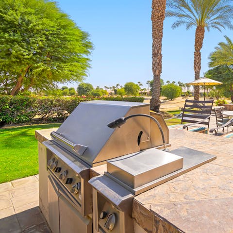 Grill up lunches and dinners on the built-in barbecue