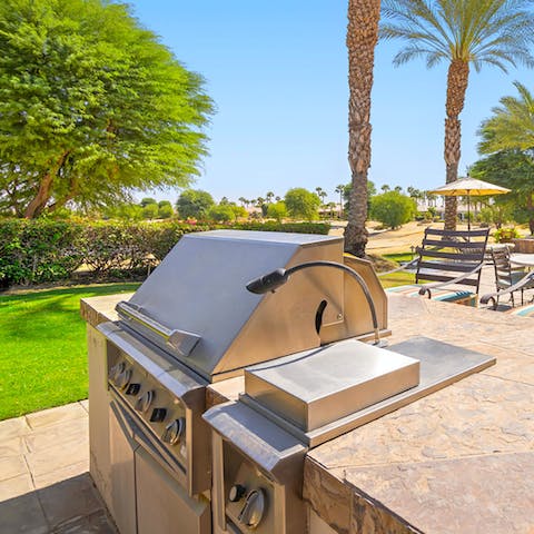 Grill up lunches and dinners on the built-in barbecue