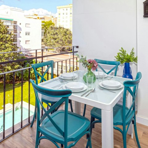 Enjoy long lunches while relaxing on your private balcony