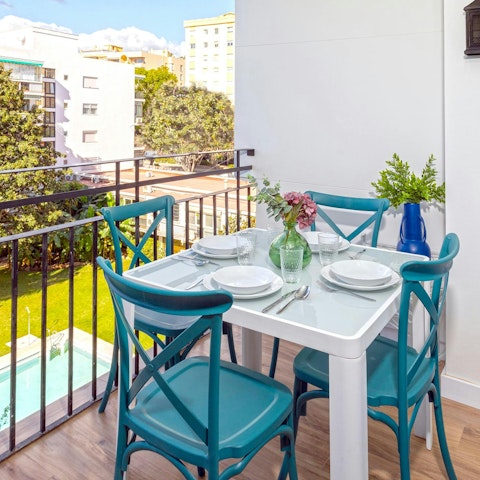 Enjoy long lunches while relaxing on your private balcony
