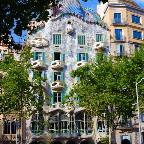 Visit Gaudí's impressive Casa Batlló, a three-minute walk away