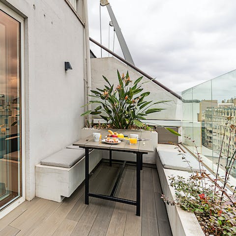 Start your mornings with a café con leche on the balcony