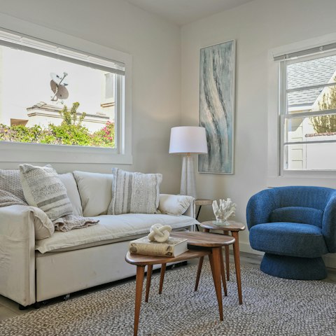 Cosy up in the living room after a day exploring San Diego